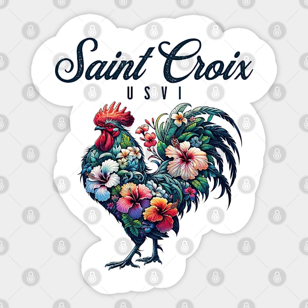 Saint Croix USVI Tropical Chicken With Hibiscus Sticker by grendelfly73